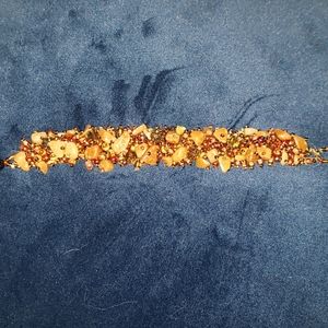 Vintage adjustable sealed bracelet w/semi precious stones